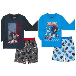 Sonic the Hedgehog Shadow Boys 2-Pack Pajama Set XS 4-5 Blue Navy Long Sleeve
